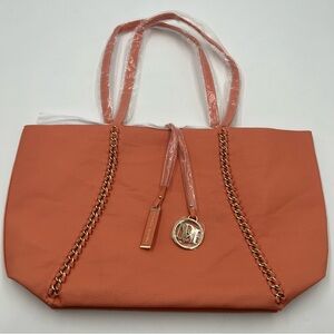 Badgley Mischka coral chain bag. 18 3/4 wide x 10 3/4.  Retails for $139